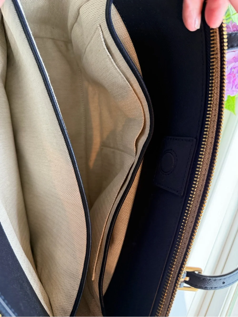 Tory Burch Emerson Double Zip Tote in Navy Saffiano Leather
